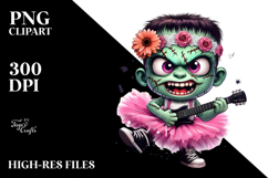 Funny Frankenstein Kid in Tutu PNG Product Image 2