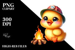Vibrant Baby Duck with Campfire, PNG Product Image 2