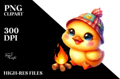 Vibrant Baby Duck with Campfire, PNG Product Image 2