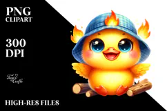 Smiling Cute Baby Duck with Tiny Campfire, PNG Product Image 2