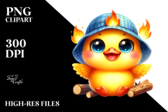 Smiling Cute Baby Duck with Tiny Campfire, PNG Product Image 2