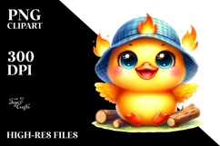 Vibrant Baby Duck with Campfire, PNG Product Image 2