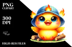 Vibrant Baby Duck with Campfire, PNG Product Image 2