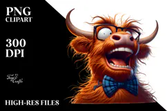 Goofy Highland Cow with Bow Tie PNG Product Image 2
