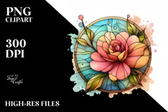 Camellia Retro Frame, Watercolor PNG Product Image 1