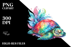 Vibrant Turtle Sleeping Watercolor Clipart Product Image 2