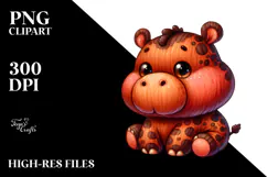 Cute Baby Hippo Plush Watercolor | Clipart Product Image 2