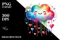 colorful Cloud with Hearts, PNG Product Image 2