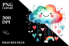 colorful Cloud with Hearts, PNG Product Image 2