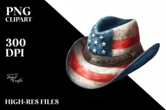 Detailed Watercolor Hat USA Collors Product Image 1