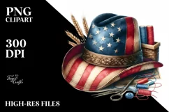Detailed Watercolor Hat USA Collors Product Image 1