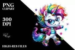 Dancing Cute Unicorn Clipart PNG Product Image 3