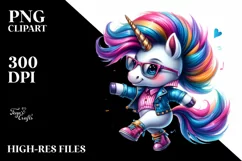 Dancing Cute Unicorn Clipart PNG Product Image 1