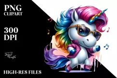 Dancing Cute Unicorn Clipart PNG Product Image 1