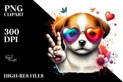 Puppy with Heart Sunglasses, PNG Product Image 2