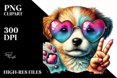 Puppy with Heart Sunglasses, PNG Product Image 2