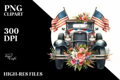 Vintage Car Watercolor Clipart Product Image 1