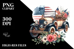 Vintage Car Watercolor Clipart Product Image 1