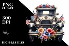 Vintage Car Watercolor Clipart Product Image 1