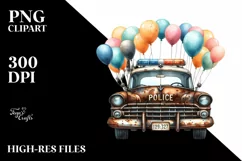 Vintage Rusty Police Car with Flowers | Summer Sticker Product Image 3