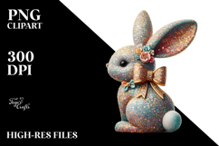 Colorful Stylized Sitting Bunny PNG Product Image 2