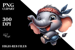 Cartoony Elephant with Bandana PNG Product Image 2