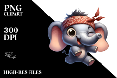 Cartoony Elephant with Bandana PNG Product Image 2
