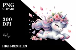 Cute Baby Unicorn Tumbling | Clipart Product Image 3
