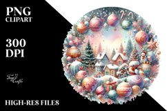 Colorful Christmass Scene 3D Round PNG Product Image 2