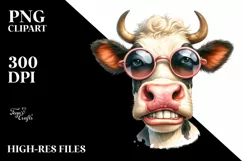 Cow Contempt Big Teeth Sunglasses Cow Clipart Product Image 3