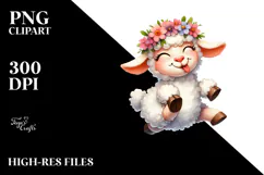 Goofy Cartoon Lamb Flower Crown PNG Product Image 2