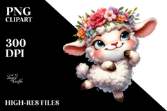 Goofy Cartoon Lamb Flower Crown PNG Product Image 2