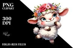 Goofy Cartoon Lamb Flower Crown PNG Product Image 2
