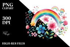 Cute Rainbow Flowers PNG Product Image 2