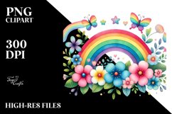 Cute Rainbow Flowers PNG Product Image 2