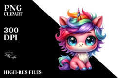 Vibrant Drawing of Baby Unicorn PNG Product Image 2