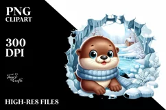 Baby Otter Exiting Crack Digital Painting PNG Product Image 2