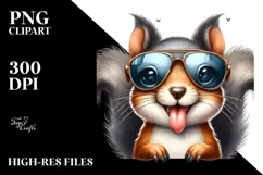 Cute Squirrel with Sunglasses | Watercolor Clipart Product Image 1