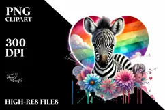 Baby Zebra with Heart, Colorful PNG Product Image 2
