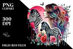 Baby Zebra with Heart, Colorful PNG Product Image 2