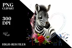 Baby Zebra with Heart, Colorful PNG Product Image 2