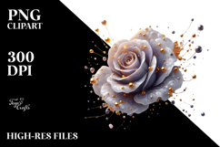 Red Rose with Golden Insertions PNG Product Image 2