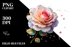 3D Rose with Golden Insertions, PNG Product Image 2