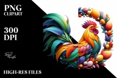 Abstract Vibrant Chicken made of , PNG Product Image 1