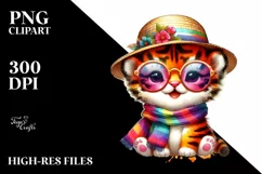 Colorful Layered Baby Tiger with Sun es Product Image 1