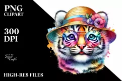 Colorful Layered Baby Tiger with Sun es Product Image 1