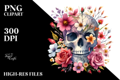 Skull Spring Flowers PNG Product Image 2