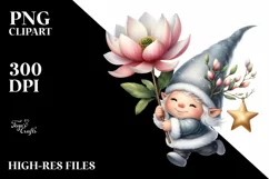 Baby Gnome with Magnolia Star PNG Product Image 2
