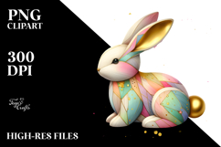 Colorful Pastel Bunny Wood PNG Product Image 2