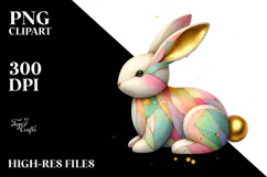 Colorful Pastel Bunny Wood PNG Product Image 2